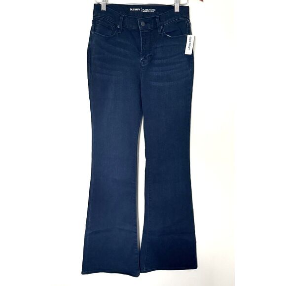 NWT Old Navy High Rise Flare Jeans Stretch Denim Tencell Blend Blue Pants Sz 6 - Picture 1 of 7